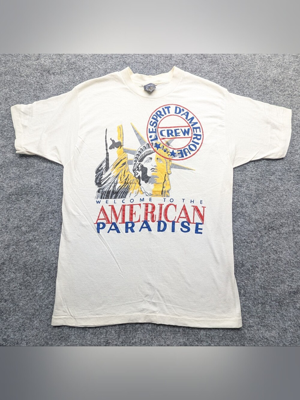 Welcome To The American Paradise Men's XL T-Shirt White Vintage